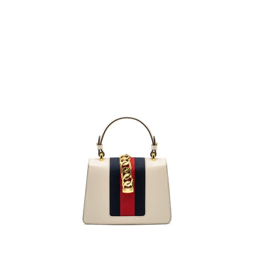 Gucci Mini Sylvie Top Handle Bag Calfskin White