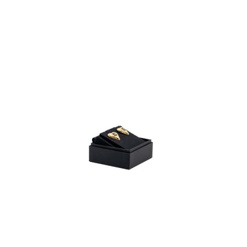 Chanel heart and CC logo earrings black / gold tone