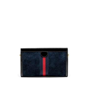 Gucci Ophidia Chain Bag Dragon Embroidered Suede Blue/Black/Multicolour