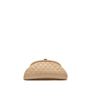 Chanel timeless kisslock clutch caviar beige