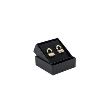 Chanel Flap Bag Dropped Earrings Pearl Light Gold Tone