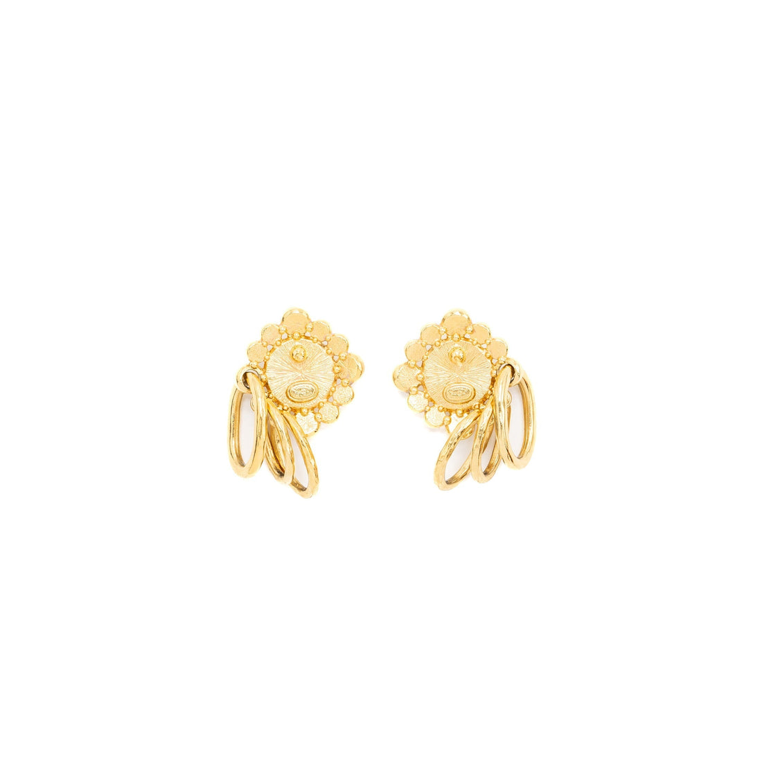 Chanel quilt earrings with cc logo and pearl gold tone