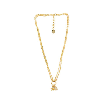 Dior CD and Star Necklace Crystal Gold Tone