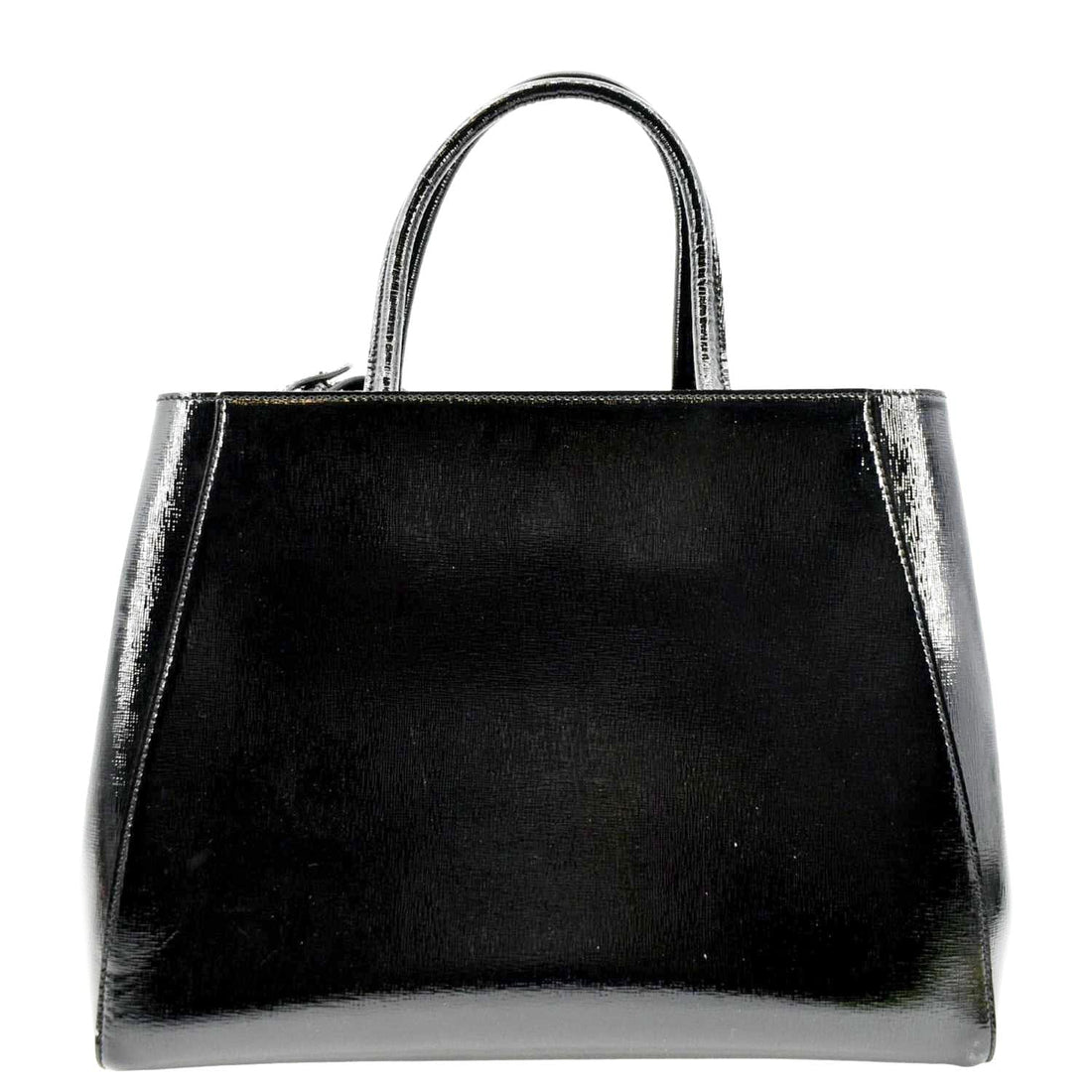 FENDI 2 Jours Patent Leather Shoulder Bag Black