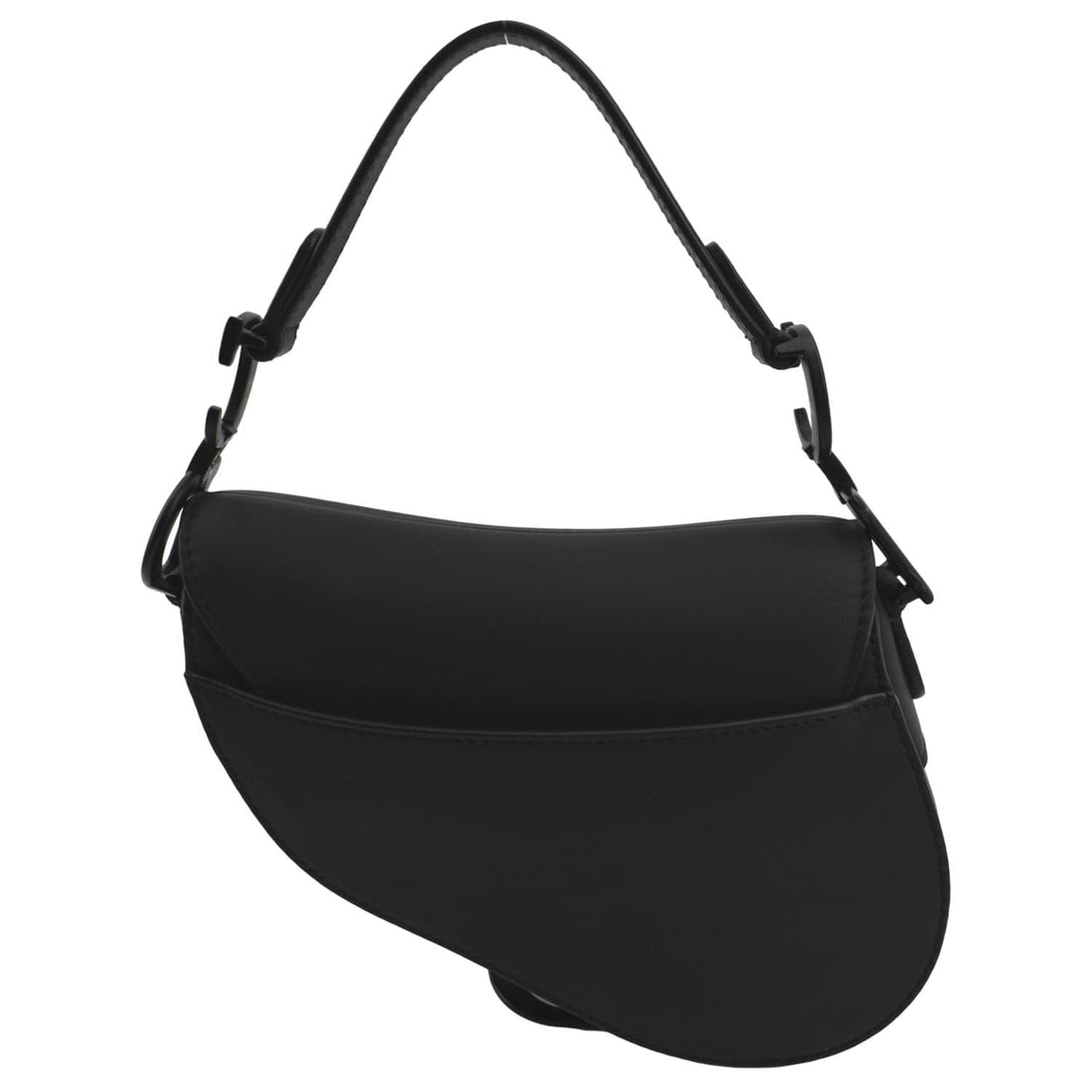 CHRISTIAN DIOR Saddle Calfskin Leather Satchel Bag Black