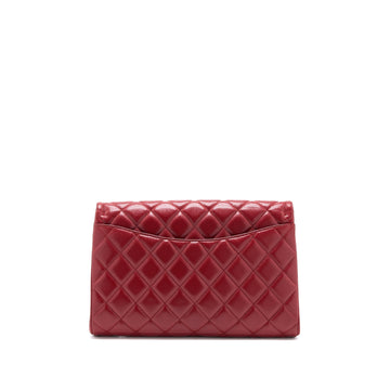 Chanel Classic Timeless Flap Clutch with Chain Caviar Red