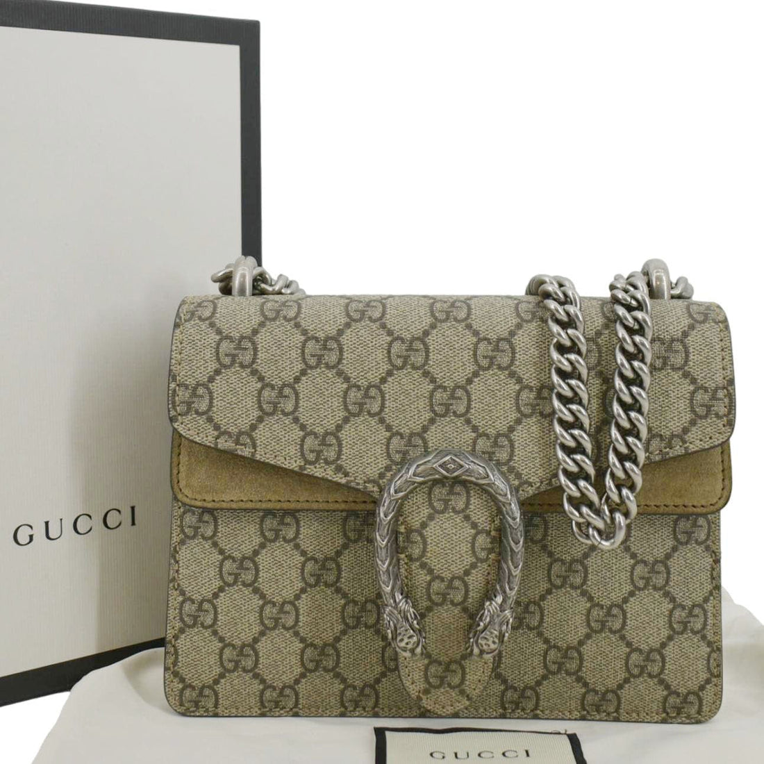 GUCCI Dionysus Mini GG Supreme Canvas Crossbody Bag Beige 421970