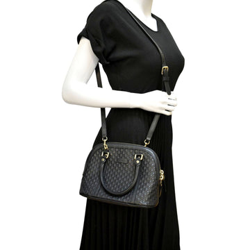 GUCCI Mini Dome Leather Crossbody Bag Black 449654