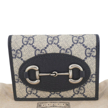 GUCCI Horsebit 1955 GG Supreme Canvas  Case Wallet Beige 621887