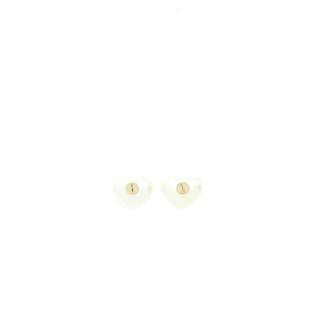 Chanel Heart With CC Logo Earrings Light Gold Tone