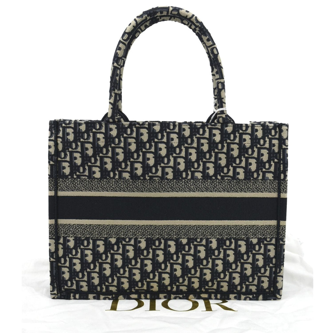 CHRISTIAN DIOR Book Small Oblique Embroidery Tote Bag Blue