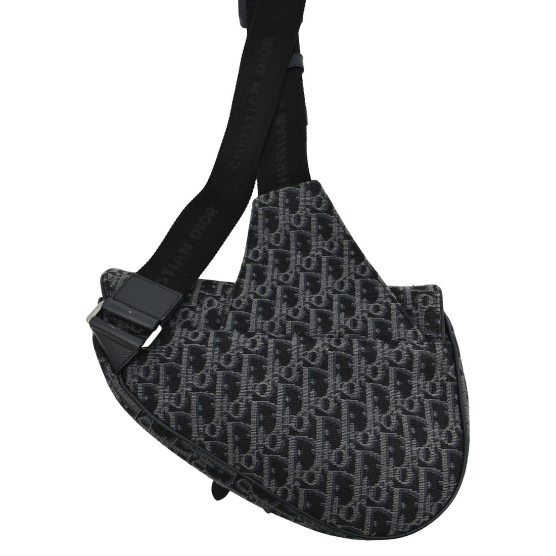 CHRISTIAN DIOR Saddle Oblique Jacquard Crossbody Bag Black