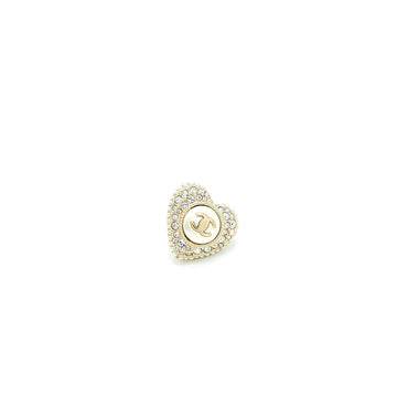 Chanel Heart With CC Logo Crystal Earrings Light Gold Tone