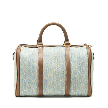 Gucci GG Denim Boston Bag With Cross Body Strap