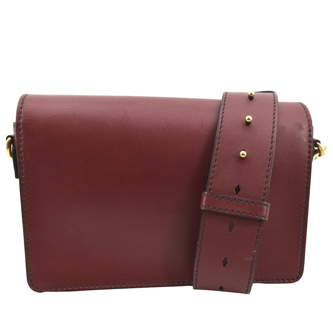 CHRISTIAN DIOR Dio(r)evolution Flap Calfskin Shoulder Bag Dark Red