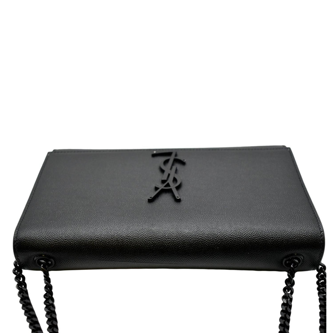 YVES SAINT LAURENT Kate Leather Chain Clutch Crossbody Bag Black
