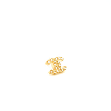 Chanel Mini Pearl CC Logo Earrings Gold Tone