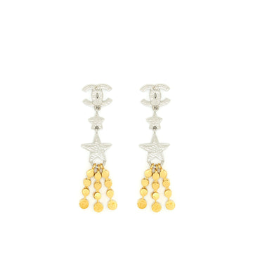 Chanel Crystals CC Logo And Stars Drop Earrings Gold/Silver Hardware