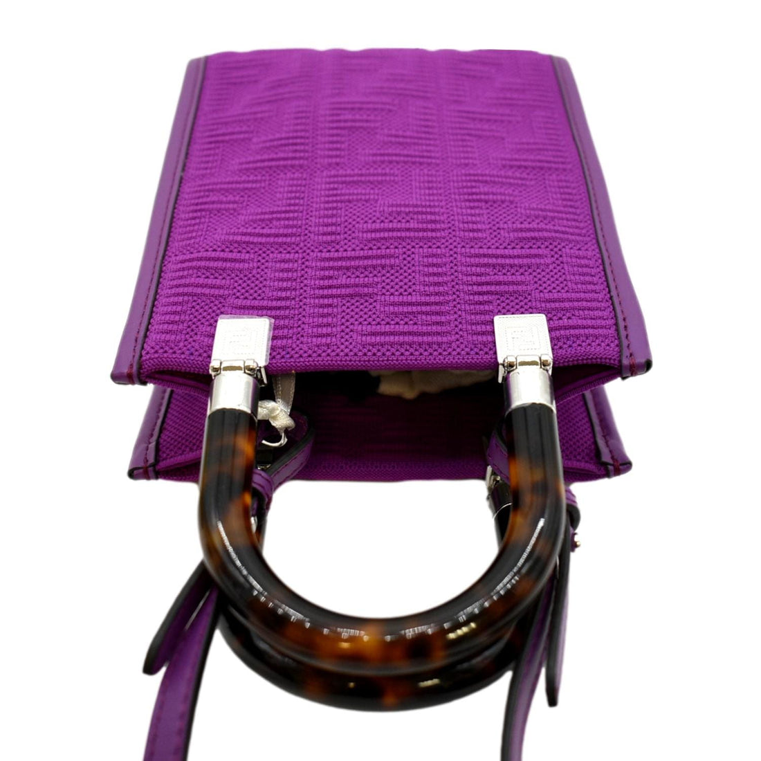 FENDI Sunshine Mini Plexiglass Vitello Ceylon Shopper Tote Purple
