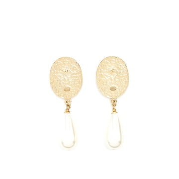 Chanel Pearl Drop Earrings With Crystals