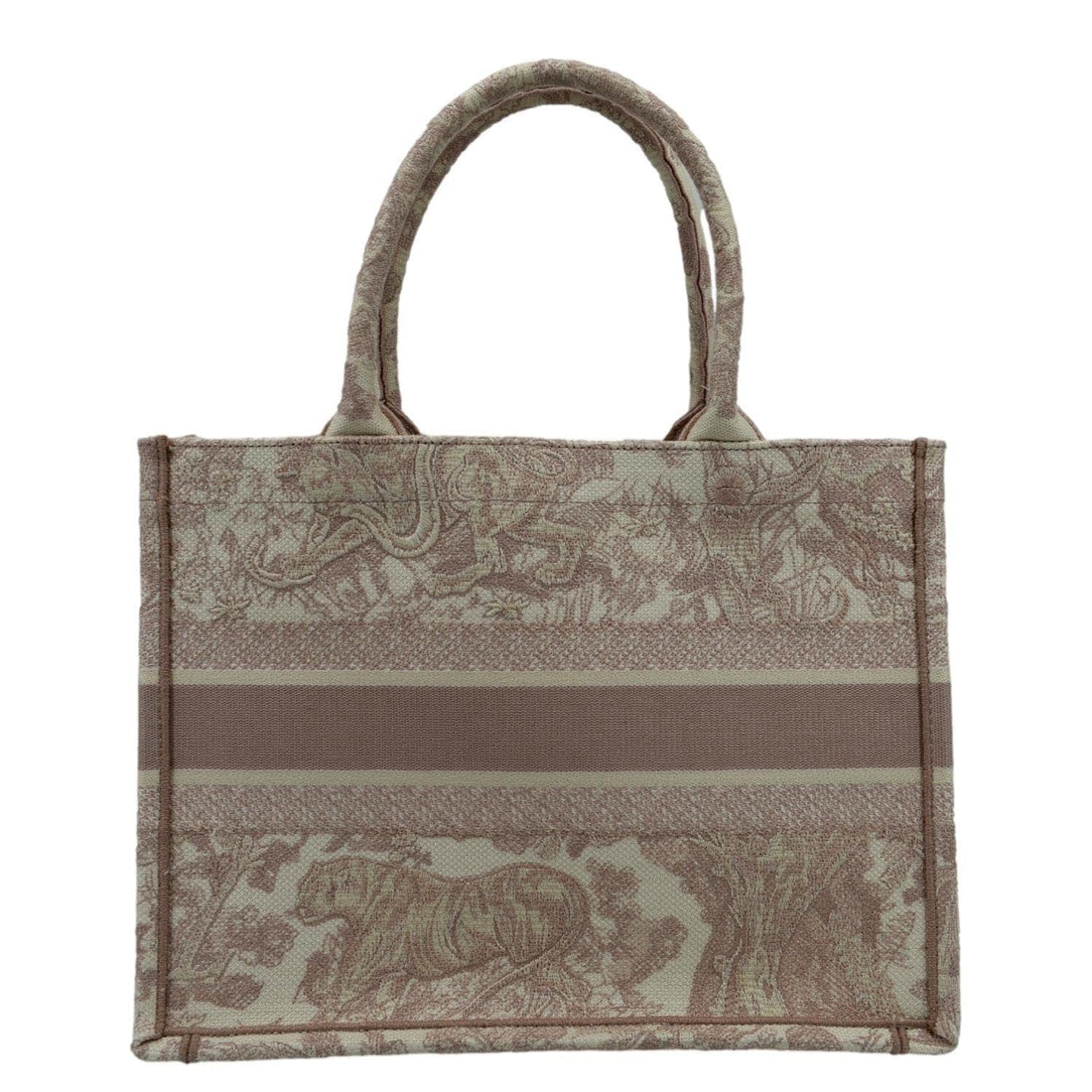 CHRISTIAN DIOR Book Toile de Jouy Motif Embroidery Canvas Tote Bag Pink