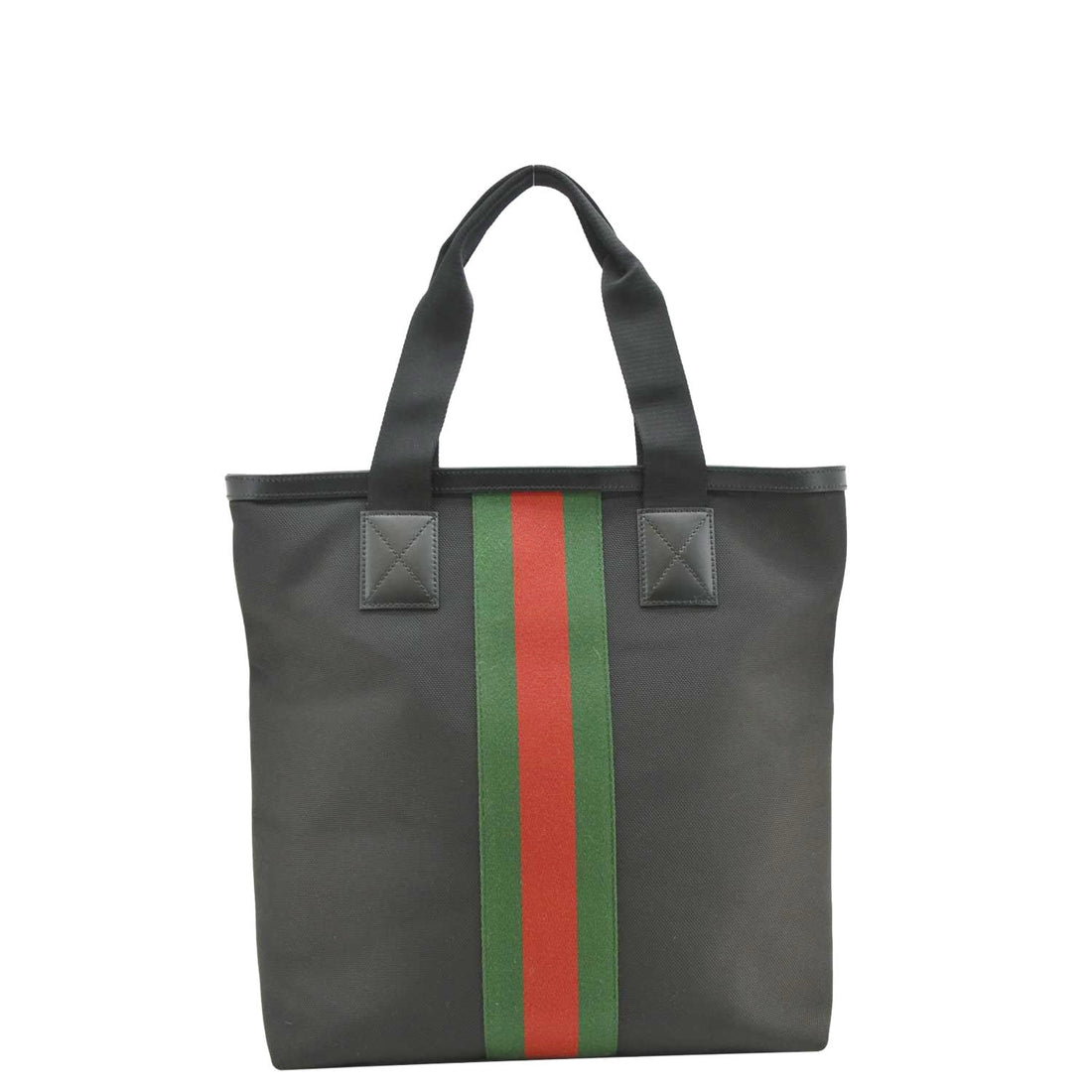 GUCCI Vertical Web Stripe Techno Canvas Tote Bag Black 631245