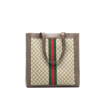 Gucci Ophidia GG Leather Trimmed Printed Coated Canvas Tote