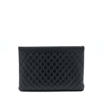 Chanel Boy Clutch Lambskin Black