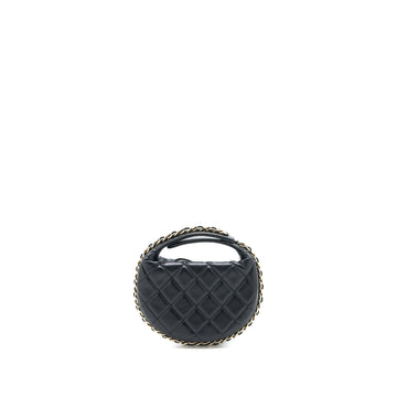 Chanel 23C Round Clutch Lambskin Black L (Microchip)