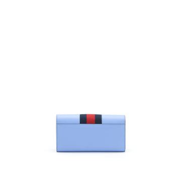 Gucci Sylvie Leather Continental Long Wallet In Blue