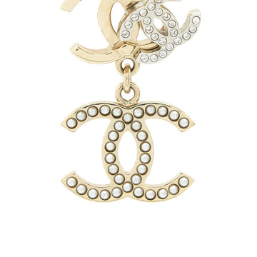 Chanel Logos Earrings With Pearls And Crystal L