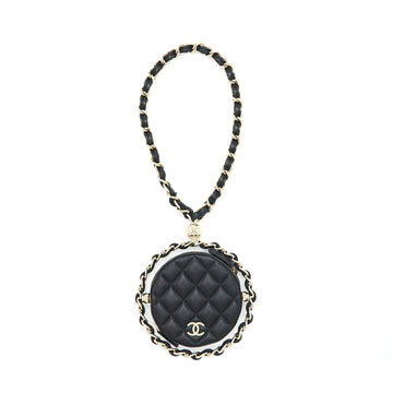 Chanel Round Clutch With Chain Lambskin Black L