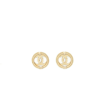 Chanel Round CC Logo Crystal and Pearl Earrings