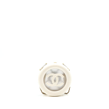 Chanel Runway White Crystal Round Evening Clutch Shoulder Bag Box