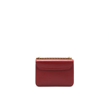 Gucci Bow and Pearl Leather Chain Shoulder Bag Red