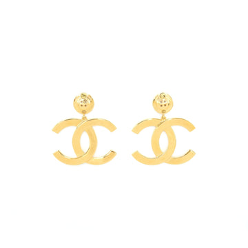 Chanel Giant CC Logo Earrings Gold Tone