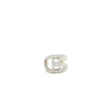 Chanel CC Logo Earring With Full Crystals Silver Tone