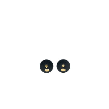 Chanel Round CC Logo Earrings Black/Gold