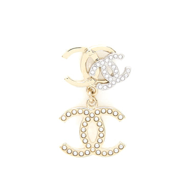 Chanel Multi CC Drop Earrings With Crystal And Pearl