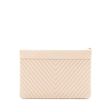 Chanel Clutch Chevron Caviar Beige