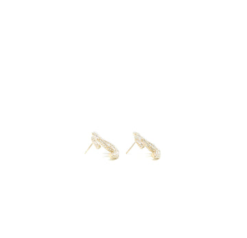 Chanel 22K Large CC Logo Earrings With Crystal Light Gold Tone