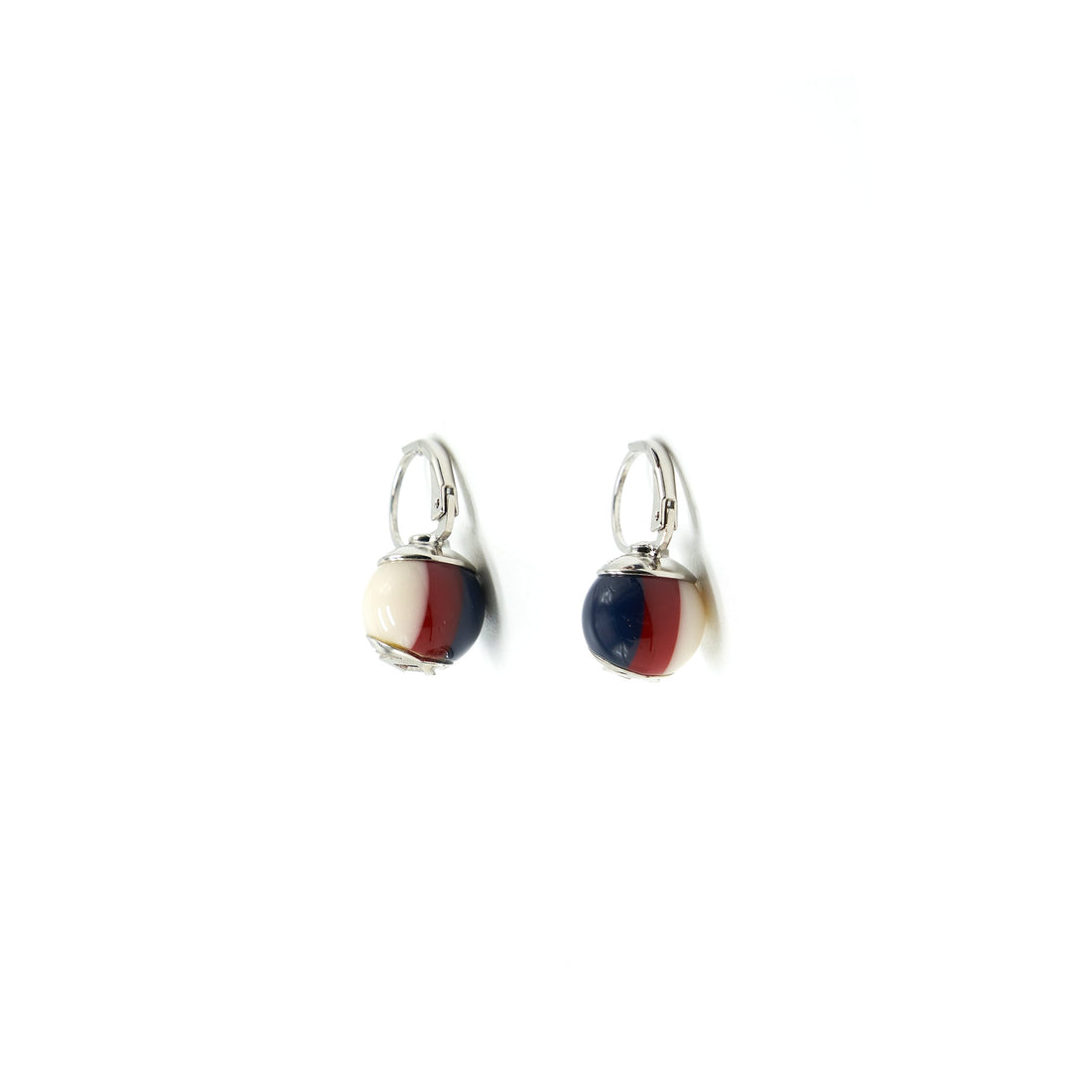 GUCCI GG Pearl Leverback Earrings WHITE/RED/BLUE