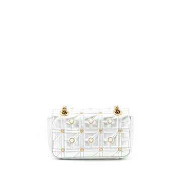 Gucci Mini GG Marmont Flap Bag Limited Edition Silver With Pearl/Gold Hardware