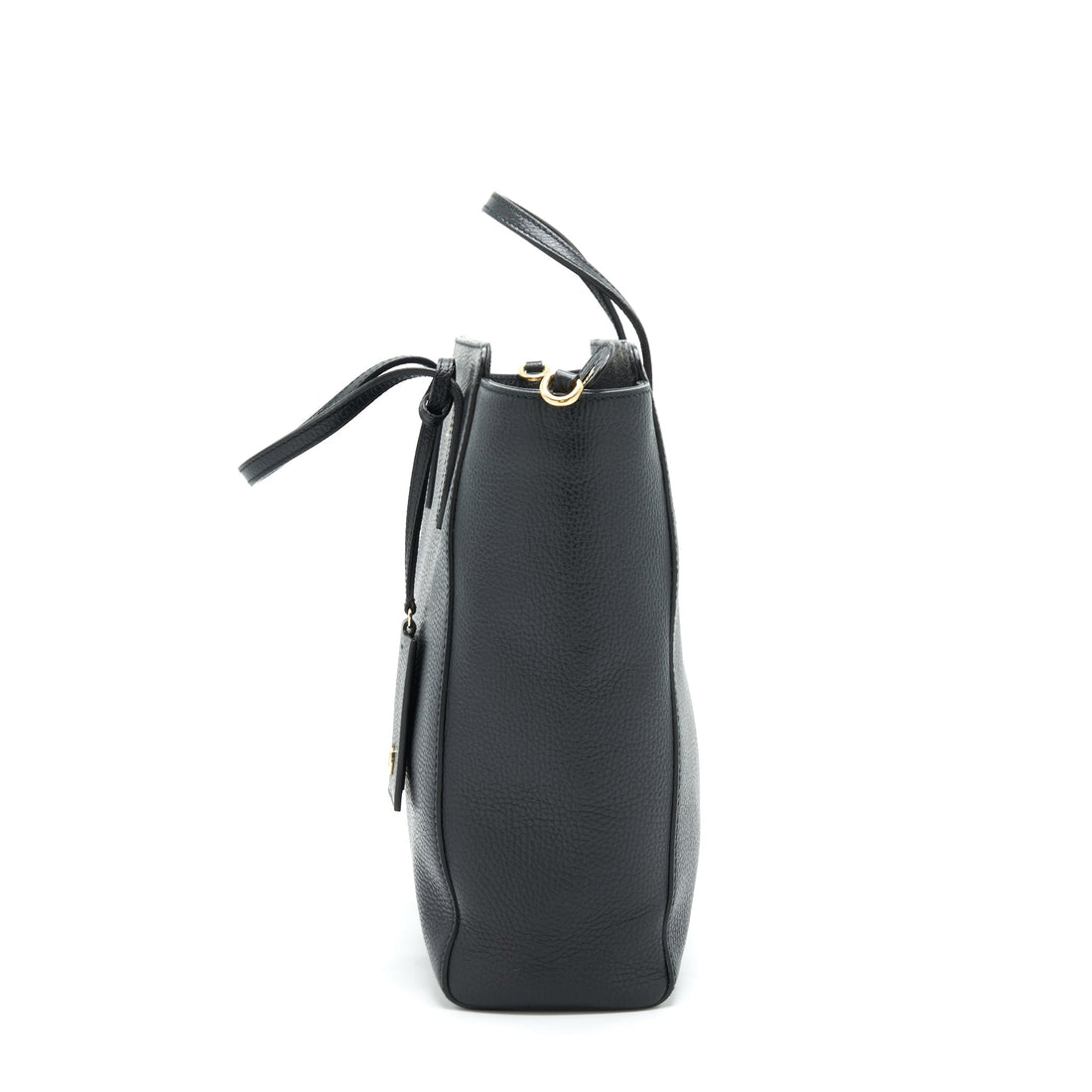 Gucci Grained calfskin Tote Bag Black with long strap