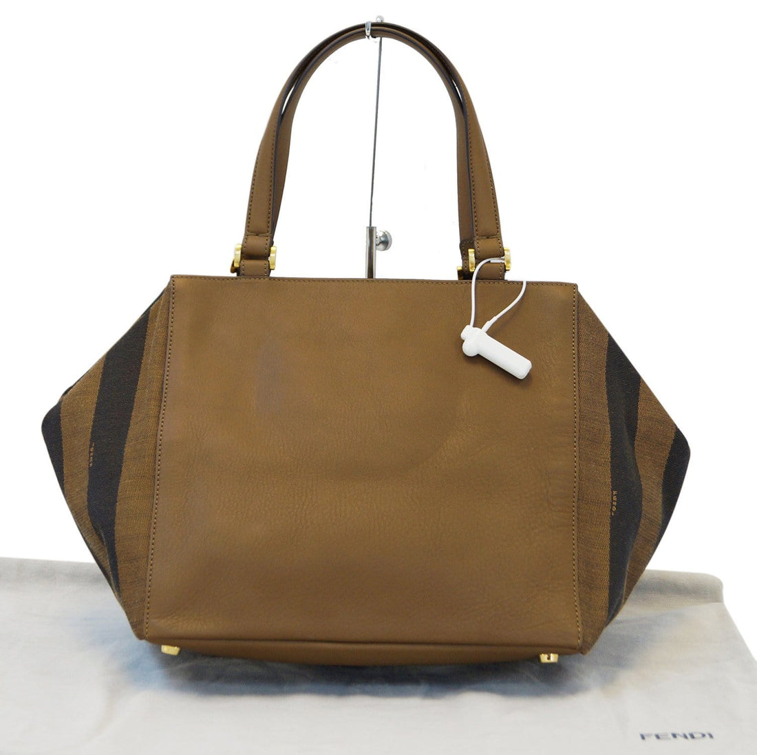 Fendi Pecan Canvas Leather Black/Brown Shoulder Bag