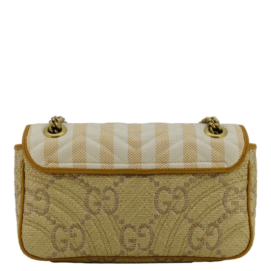 GUCCI GG Marmont Small Raffia Shoulder Bag Natural Beige 443497