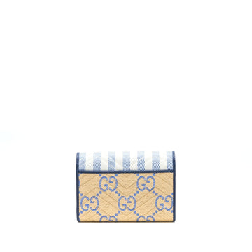 Gucci GG Marmont Flap Bag Matelasse Raffia Blue/Multicolour Brushed