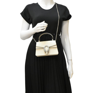 GUCCI Dionysus Mini Leather Top Handle Shoulder Bag Off White 752029