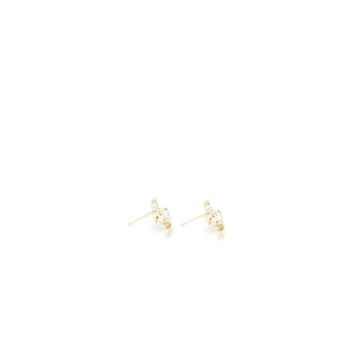 Chanel CC Logo Earrings Crystal Light Gold Tone