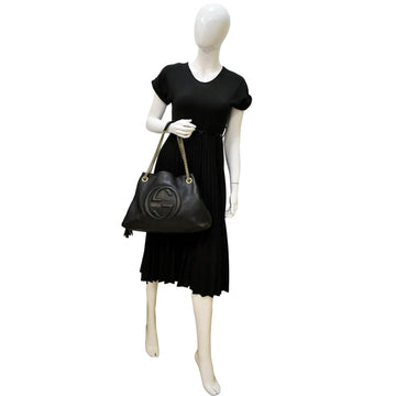 Gucci Soho Medium Pebbled Leather Shoulder Bag Black 308982